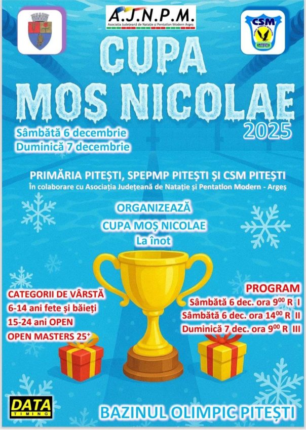 Cupa „Moș Nicolae” 2025 aduce peste 200 de înotători la Bazinul Olimpic Pitești 3 WhatsApp Image 2025 11 24 at 09.08.17 - Cupa „Moș Nicolae” 2025 aduce peste 200 de înotători la Bazinul Olimpic Pitești