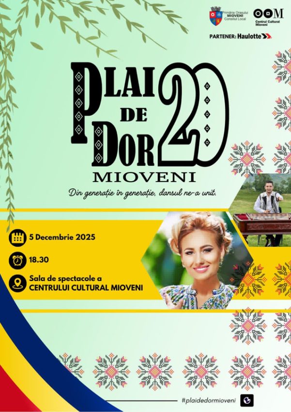 plai de dopr afis 20 ani - Seară aniversară la Centrul Cultural Mioveni: „Plai de Dor 20”, emoție și folclor authentic