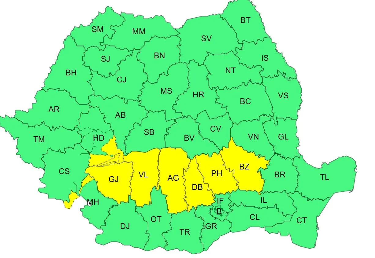 2811 ZmyMV - Argeșul se află sub cod galben de ploi abundente