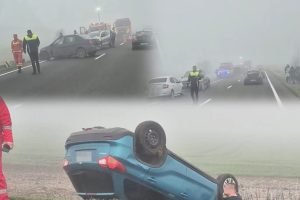 02bbcc29 2e09 482b 8bb5 25ebf108f0d2 - (VIDEO) Ceața creează probleme. Mașină răsturnată pe DN 65