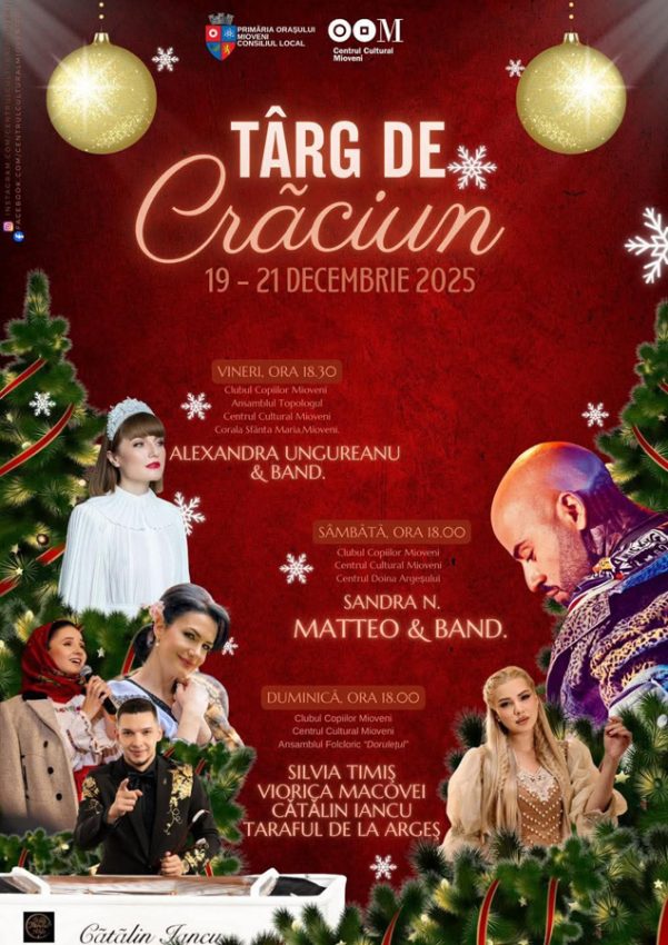Trei seri de magie la Mioveni: Alexandra Ungureanu & Band, Sandra N. și Matteo & Band, la Târgul de Crăciun 1 Sursă foto: FB AUrel Costahe