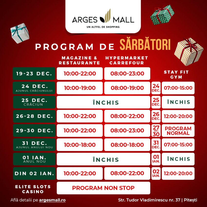 Trăiți bucuria sărbătorilor la Argeș Mall! Nu ratați întâlnirea cu Moș Crăciun! 5 Arges Mall program