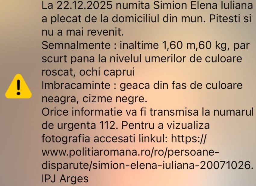 1 - Tânără de 18 ani din Pitești căutată de familie și polițiști