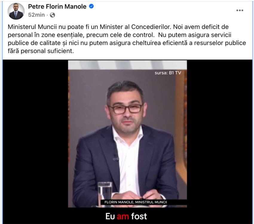 ministrul muncii petre florin manole 2 - Ministrul care îl contrazice pe premierul Bolojan: Fără personal suficient, statul nu poate funcționa eficient