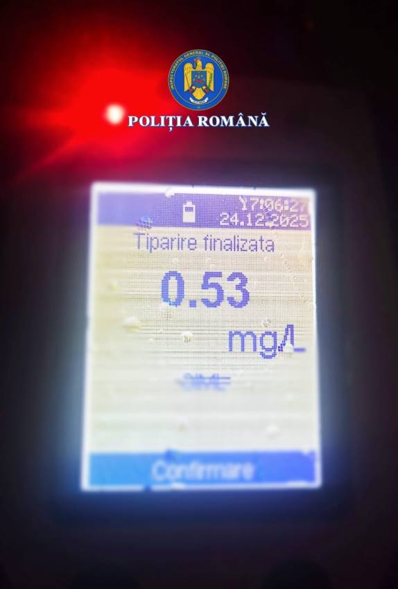 Prins beat la volan în seara de Ajun! Bărbat de 41 de ani din Curtea de Argeș sancționat! 1 etilotest