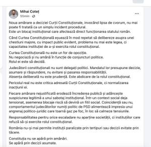 mihai cotet ccr - Amânare la CCR pe pensiile magistraților. Senator PNL: „Absența nu e prudență, e abdicare”