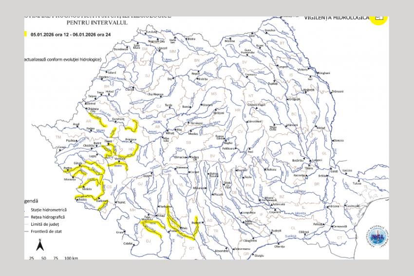 Cod galben de inundații pe râuri din 9 județe 1 cod galben inundatii