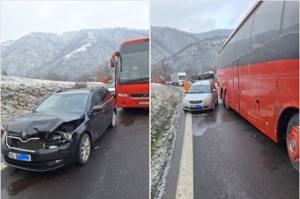 cats - Accident în lanț pe DN 7. Autobuz înmatriculat în Argeș, implicat