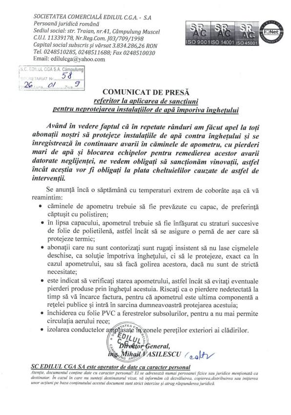 sanctiuni EDILUL Campulung 