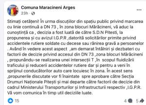 postare maracineni1 - Schimbări pe DN 73, la Mărăcineni: se discută o intersecție nouă pentru reducerea accidentelor