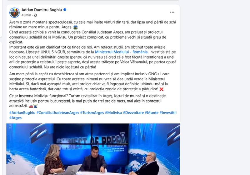 Sursă foto: screenshot FB Adrian Dumitru Bughiu.