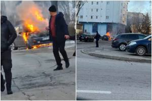 Incendiu puternic în Găvana! O mașină a luat foc