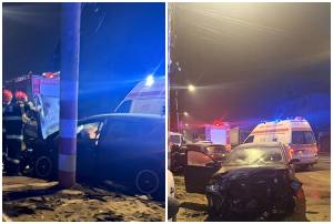 page - Impact violent la Curtea de Argeș: femeie rănită și mașini avariate