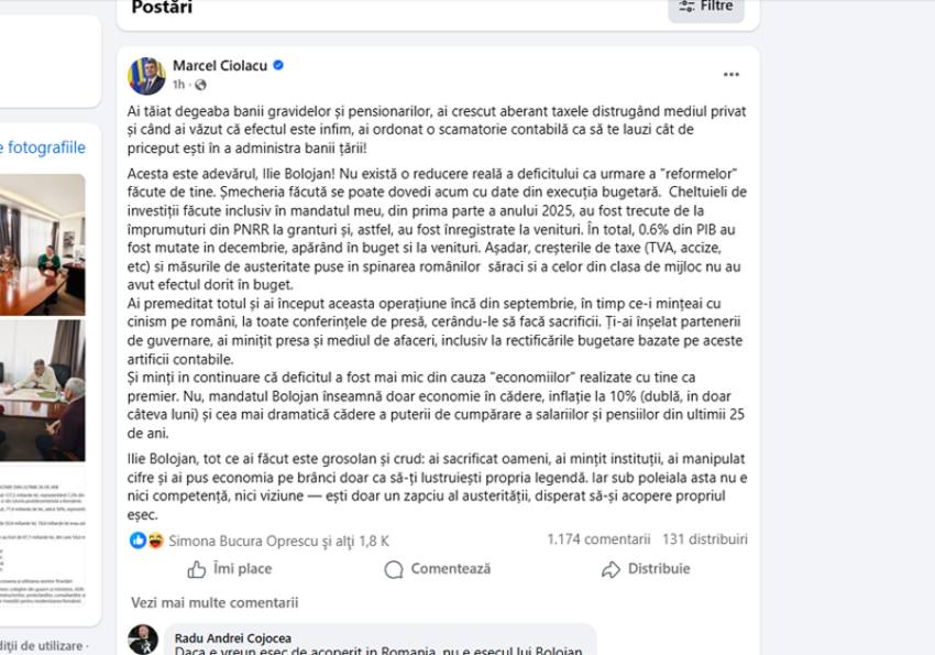 Sursă foto: FB Marcel Ciolacu