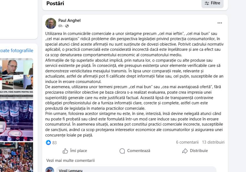 „Cel mai bun” sau „cea mai ieftină”? Ce spune ANPC despre reclamele care te induc în eroare 1 Sursă foto: Facebook Paul ANghel