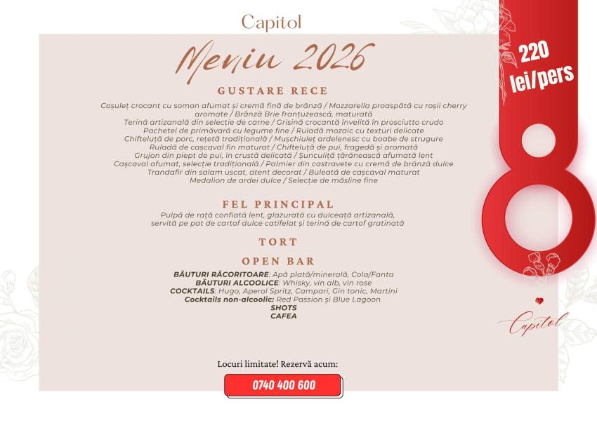 Pe 8 Martie sărbătorește Ziua Femeii la Capitol Pitești! 2 8 martie la Capitol