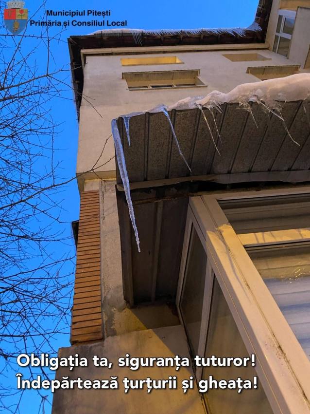 gheață, țurțuri Pitești