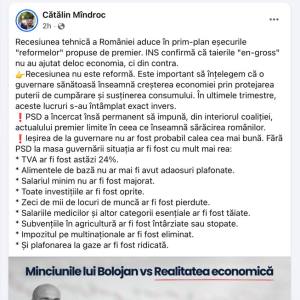 România, în recesiune tehnică. Deputat PSD: Tăierile în masă nu sunt reformă și sărăcesc populația 2 Sursă foto: FB Cătălin Mindroc.
