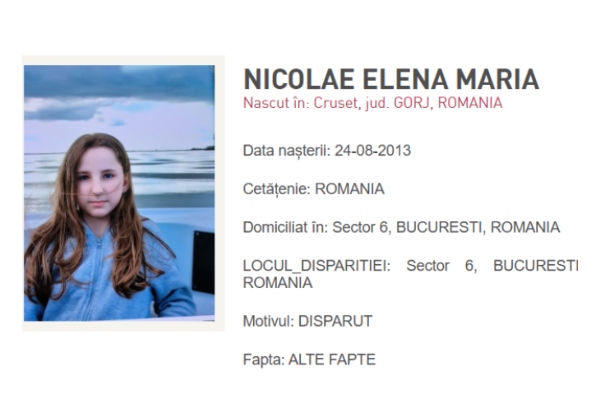 O fetiță de 12 ani a dispărut fără urmă! Poliția cere ajutorul populației 1 Elena Maria Nicolae fetita de 12 ani disparuta in Bucuresti - O fetiță de 12 ani a dispărut fără urmă! Poliția cere ajutorul populației