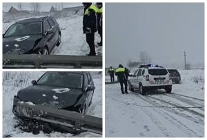 page 1 - Accident la Ștefănești. O șoferiță a intrat cu mașina într-un stâlp de electricitate