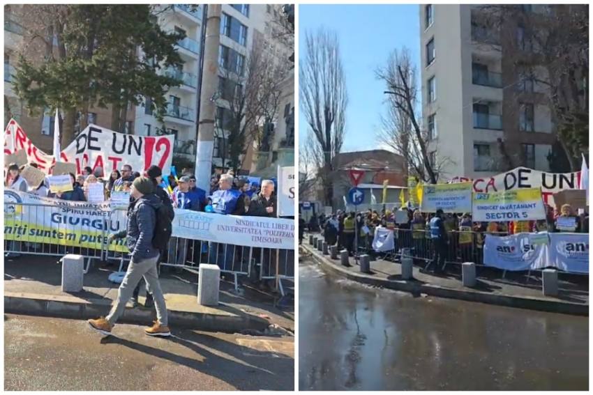 Protest profesori studenți