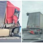 accident A1 tiruri - Accident pe A1 București-Pitești! Două TIR-uri s-au făcut praf