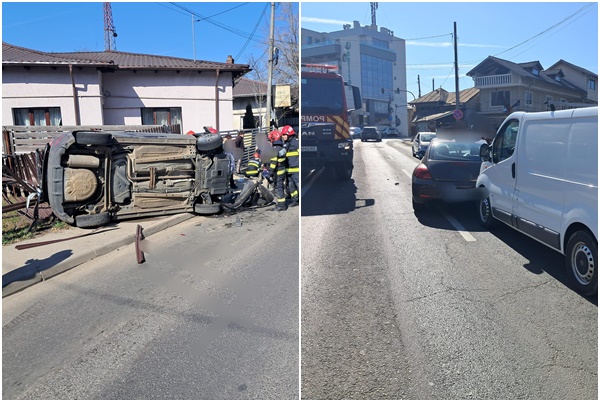page - Accident grav în Pitești! Mașină răsturnată
