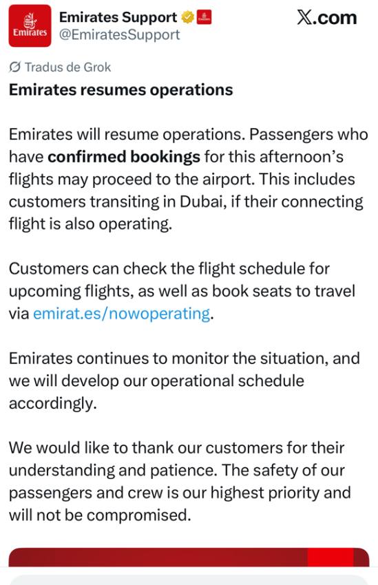 emirate pe x 2 - Operațiune de interceptare: ce s-a întâmplat pe aeroportul din Dubai? Se reiau zborurile Emirates?