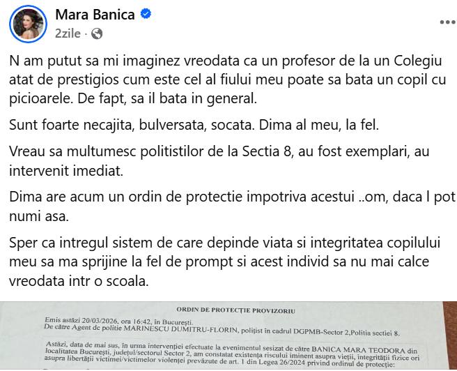 1 - Jurnalista Mara Bănică acuză un profesor că i-ar fi agresat băiatul
