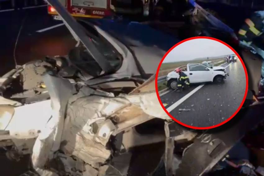 Accident autocar autoturism Drumul Expres Craiova-Pitești