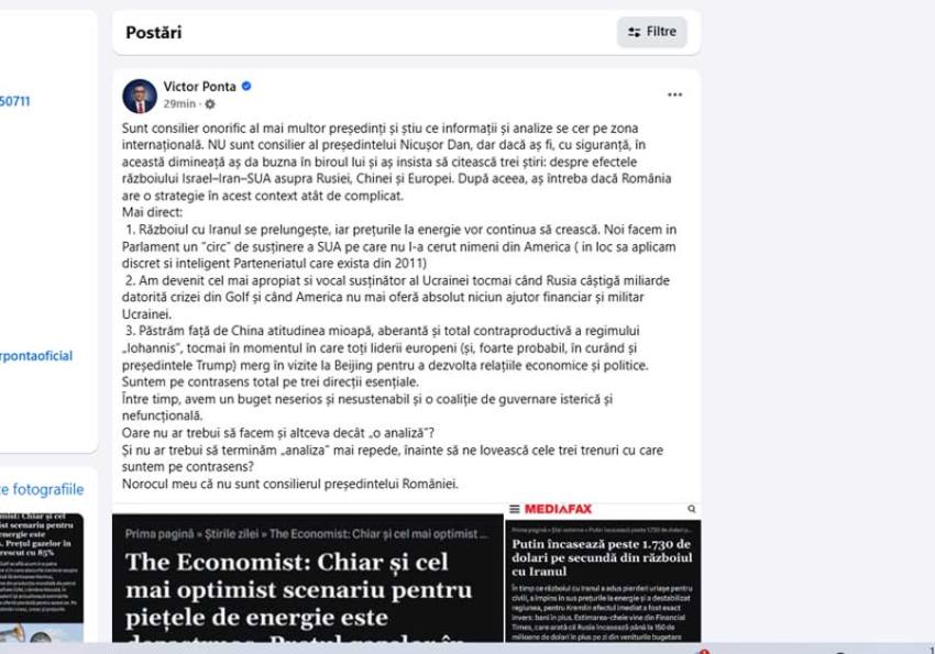 Sursă foto:screenashot FB Victor Ponta
