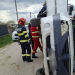 accident Călinești mașină răsturnată