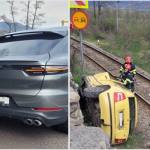 36D1026F DBD3 424B BD38 71EB316E270D - Accident grav pe DN 7. Mașină răsturnată lângă calea ferată