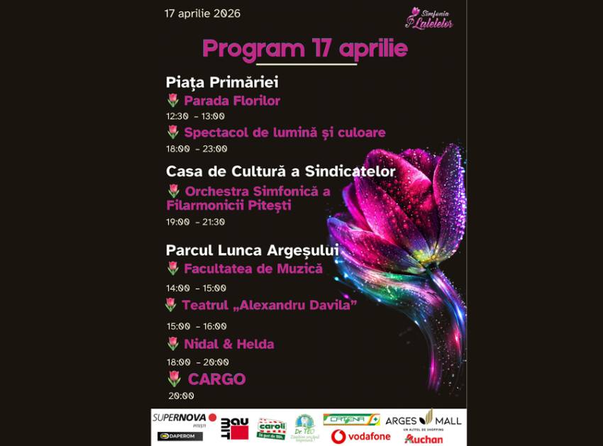 Cargo, Laura Bretan și încă 7 surprize: ce se întâmplă în prima zi la Simfonia Lalelelor 49? 1 Sursă foto: FB Primăria Municipiului Pitești
