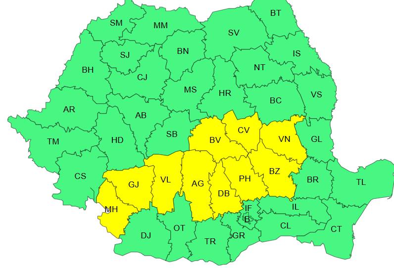 1 - Argeșul se află sub cod galben de vânt și ploi torențiale