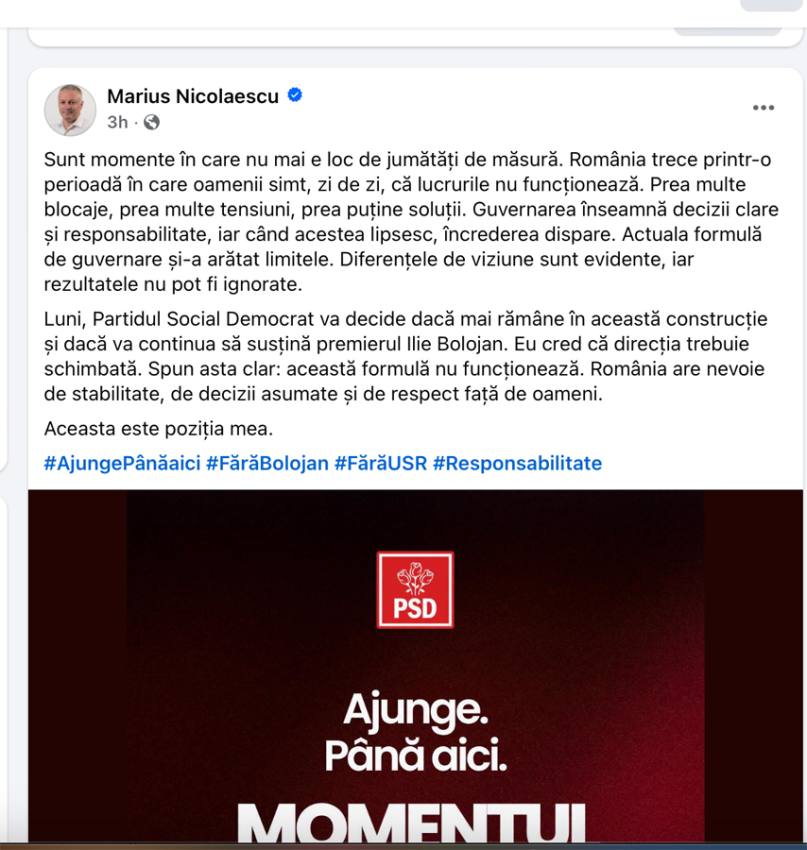 Sursă foto: screenshot FB Marius Nicolaescu.