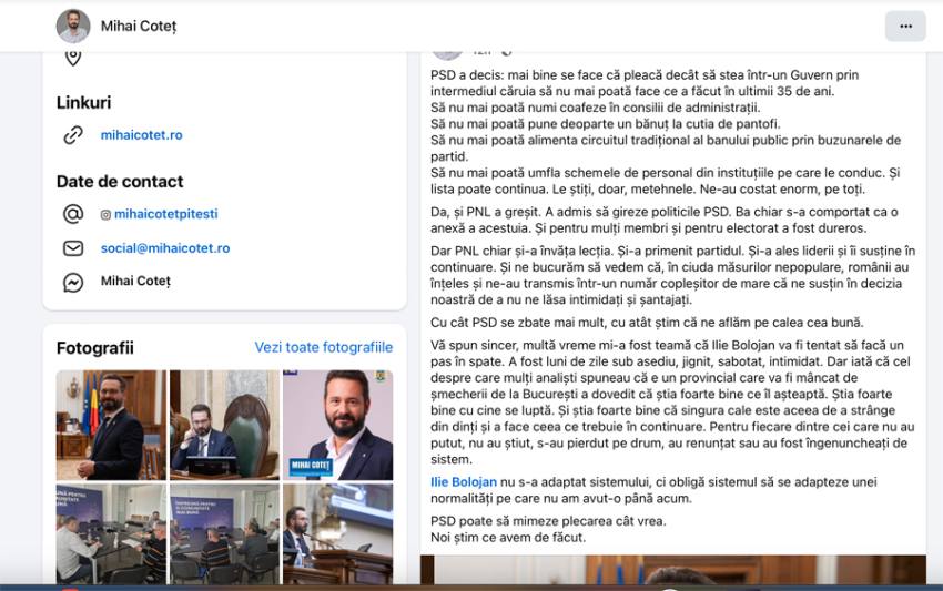 Sursă foto: FB Mihai Cotet