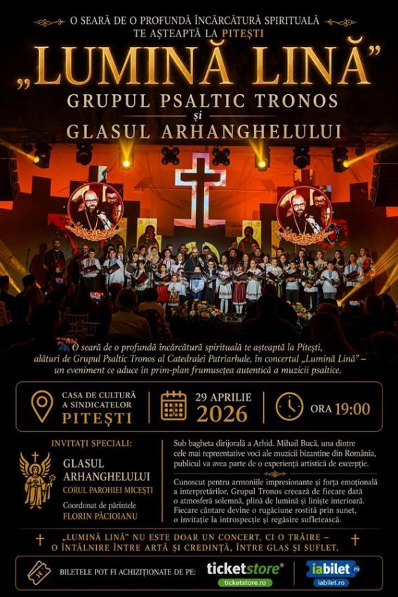 0414705b 18dc 4f83 840d df9ffaf2087d 1 - Spectacol pentru suflet la Pitești: Grupul Tronos și „Glasul Arhanghelului”, pe 29 aprilie la Casa de Cultură a Sindicatelor