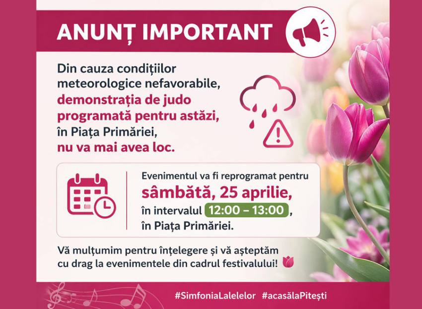 Sursă foto: FB Primăria Municipiului Pitești