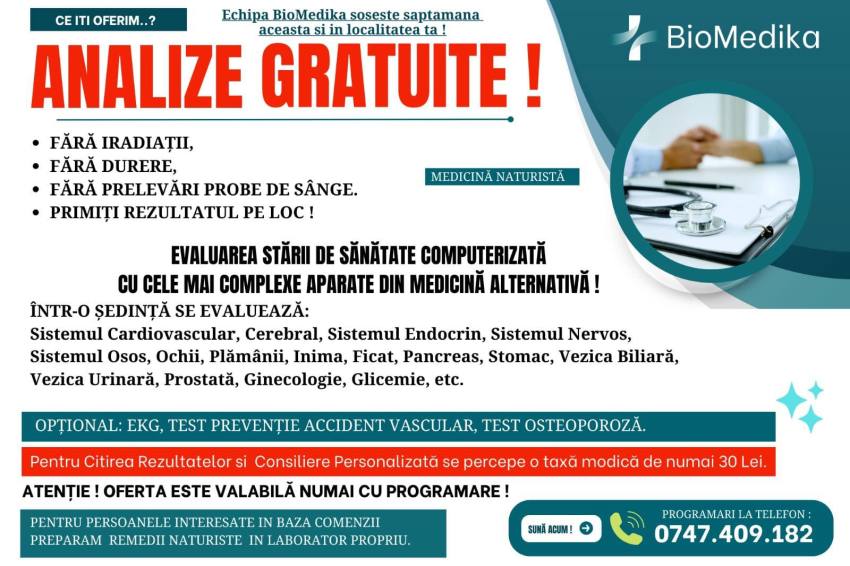 analize gratuite la Topoloveni