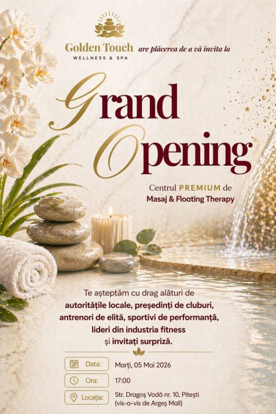 grand openiong - Golden Touch s-a deschis în Pitești. Locul unde „dispare” stresul – experiența unică de floating și ritualul japonez HeadSpa