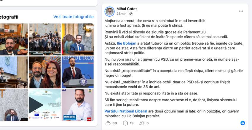 mihai cotet motiune a trecut 3 - Mihai Coteț: „Nu, nu vom gira un alt guvern cu PSD”. Ilie Bolojan, propus premier după moțiunea de cenzură