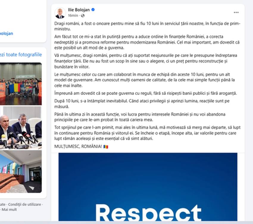 screenshot FB Ilie Bolojan.