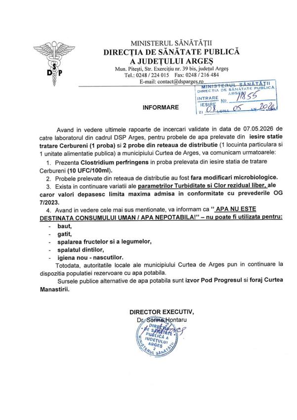 Apa0805 page 0001 - Curtea de Argeș, în continuare fără apă potabilă. Ce arată ultimele analize