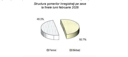 Structura şomerilor înregistraţi pe sexela finele lunii februarie 2026