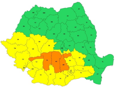 cod portocaliu ploi 16 mai - Argeșul se află sub cod portocaliu de vreme rea