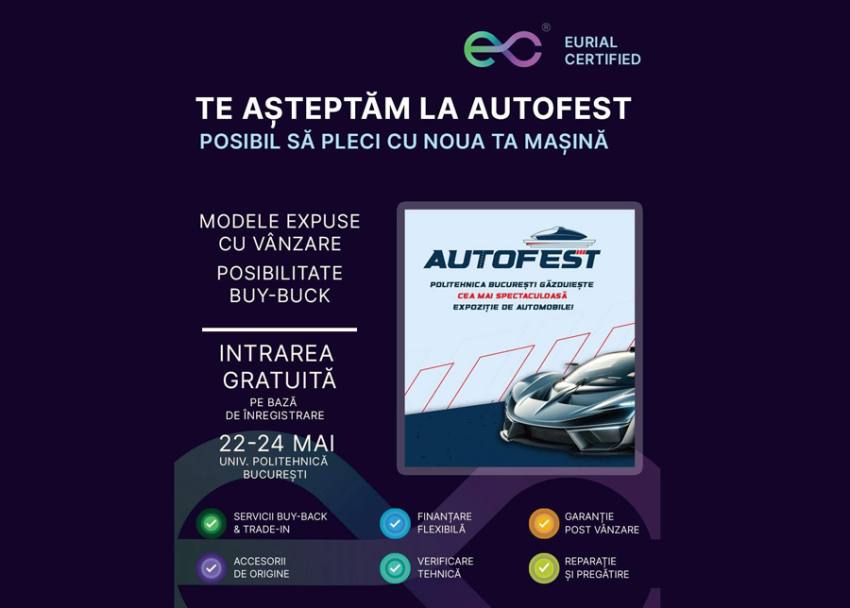 autofest 2026 - Eurial Certified aduce la POLITEHNICA București mașini rulate certificate și oferte speciale. Ne vedem la AutoFEST!