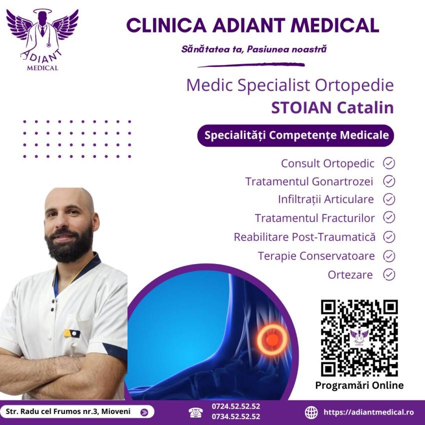 Ai dureri de genunchi sau spate? La Clinica Adiant Medical găsești tratamentul potrivit 1 Cătălin Stoian Ortopedie-Traumatologie Clinica Adiant Medical