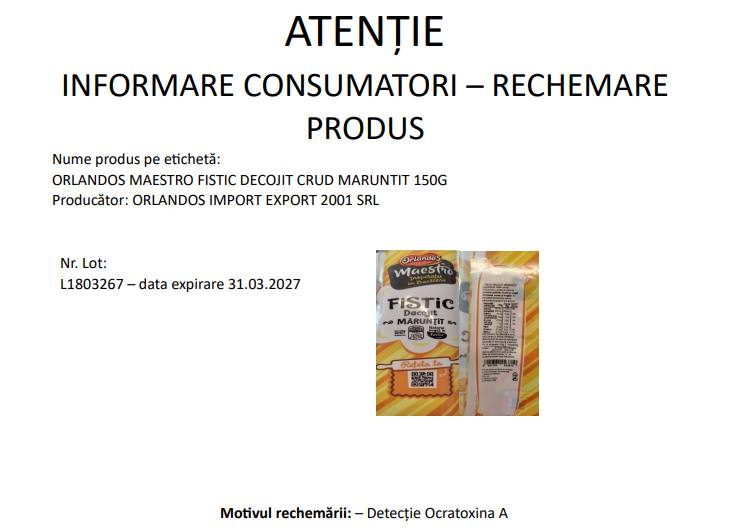 Fistic retras de la vânzare