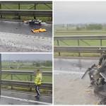 cats 1 - Impact între două basculante pe A1. Doi șoferi din Argeș, implicați